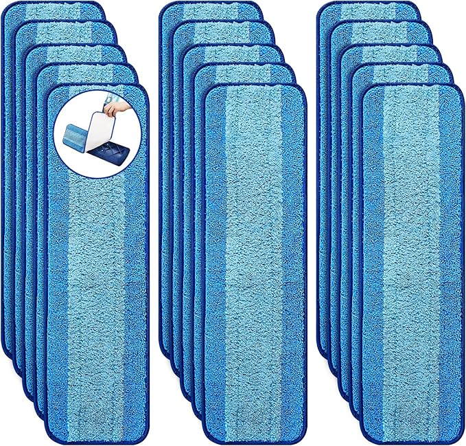 15-Pack Microfiber Mop Pads for Bona Mpo- Washable Reusable Refills for Hardwood Tile &amp Multi-Surface Floors | Pet Hair &amp Stain Remover