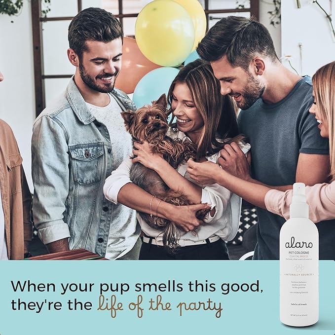 Alaro Dog Cologne Spray - Natural Deodorizing Spray - Long Lasting Coastal Breeze Scent - Pet-Safe Dog Perfume Spray for All Breeds - Made in USA - 16 oz