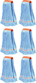 Nine Forty 6-Pack Industrial and Commercial-Grade Looped End Wet Mop Head Refill - Heavy Duty 20 Inch 4-Ply Premium Synthetic Yarn - for Optimal Absorption and Durability - Blue (6 Pack Large)