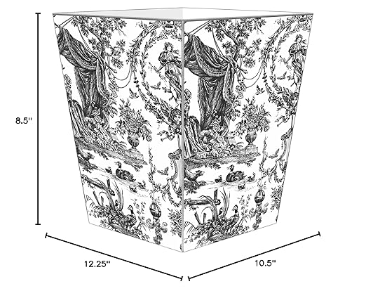 Marye-Kelley WB443-Black Toile Wastepaper Basket
