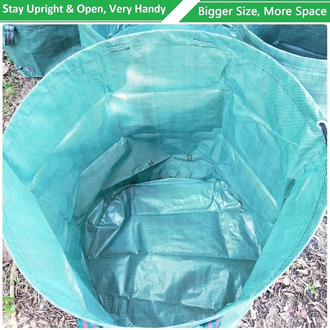 Professional 2-Pack 80 Gallon Lawn Garden Bags Big (D26H33 inch) Yard Waste Bags with Gardening Gloves for Leaf BagYard DebrisGarden PruningLawn Trash ContainerGrass ClippingsWeeds Bag 4 Handles