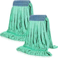 Lallisa 2 Pcs Commercial Mop Head Replacement 18 Oz Tube Microfiber Mop Heads for Floor Cleaning Industrial Mop Heads Looped End Wet Mop Head Refill for Home Commercial Industrial Use (Green)