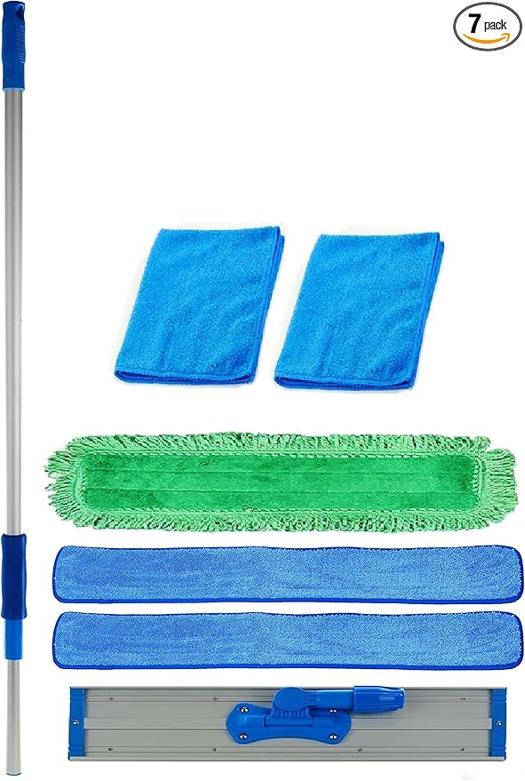 Real Clean 36” Inch Commercial Microfiber Mop Kit Heavy Duty Floor Cleaning Set with Telescopic Handle