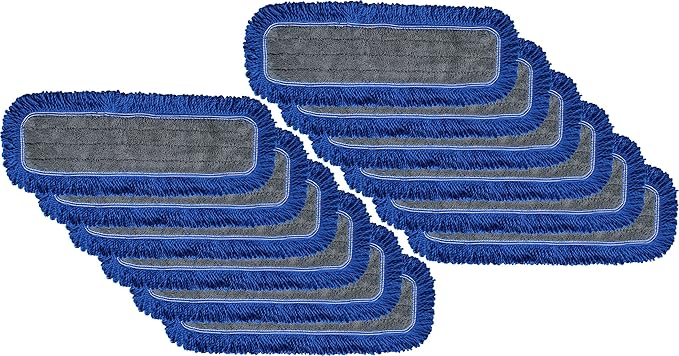18 Microfiber Dust Mop Pads with Fringe - 12-Pack