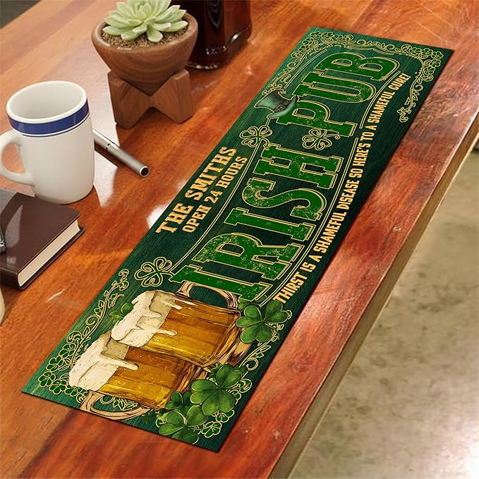 THUYPT Personalized Irish Bar Mat St Patrick's Day Decorations Kitchen Counter Irish Bar Dish Drying Mat Patrick's Lucky Shamrock Quick Drying Spill Mats (11)