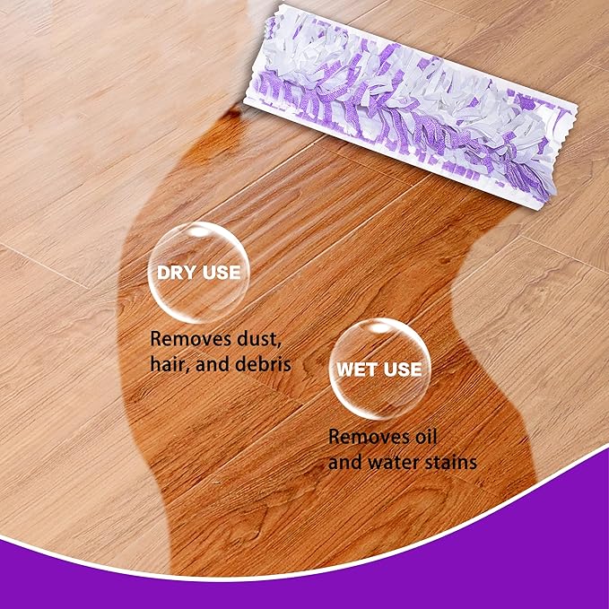 Disposable Mopping Pad Refills Compatible with PowerMop Multi-Surface Mop and PowerMop Wood Mop Spray Clean Pads Replacement (Purple -25)