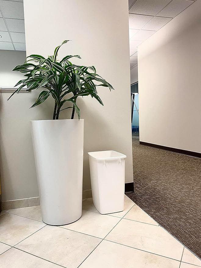 Rubbermaid Small Kitchen Bathroom Trash Can 9 Gallons White Waste Basket for Under Counter/Kitchen/Office/Bedroom/Bathroom
