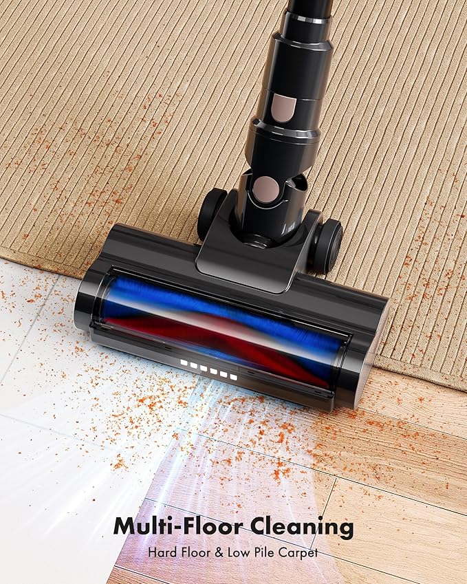 Trucozie Cordless Vacuum Cleaner 8-in-1 Lightweight Stick Vacuum with 45mins Runtime Powerful Suction Vacuum Cleaners for Home Hardwood Floors Carpet Pet Hair Black