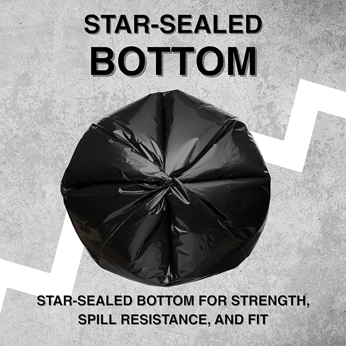 45 Gallon Garbage Trash Bag 40X46 1.2 Mil Black 100 Count Can Liner Bulk 40 Gallon 41 Gallon 42 Gallon 43 Gallon 44 Gallon Made in USA