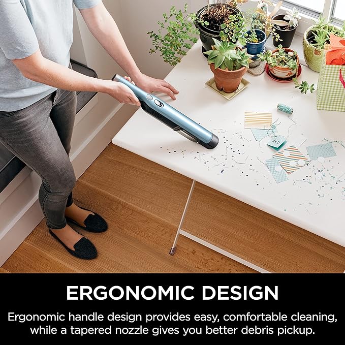Shark WV201BLBRN WANDVAC Cordless Hand Vac Lightweight and Portable at 1.4 lbs. with Powerful Suction Charging Dock One-Touch Empty for Car &amp Home Cove Blue