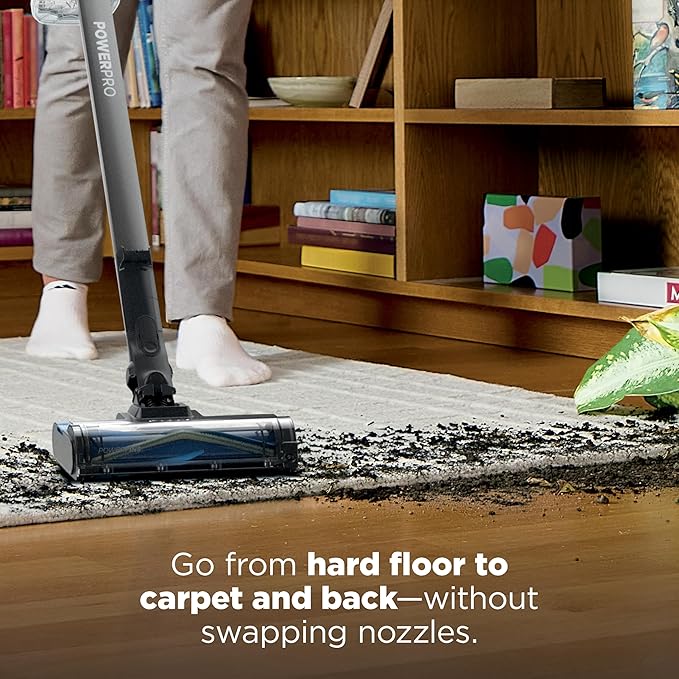 Shark PowerPro Reveal Plus Cordless Vacuum FloorDetect &amp Dirt-Reveal Technology HEPA Filter Carpet &amp Hard Floor Rechargeable Charcoal IZ376H