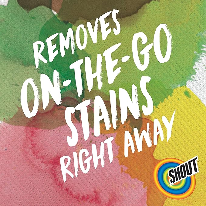 Shout Wipes Stain Remover for Clothes Laundry Instant Stain Remover and Individually Wrapped Travel Essentials Works on Everyday Stains 12 Wipes per Carton (6 Cartons) (Pack of 12)