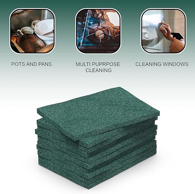100 Pack Heavy Duty Scouring Pads 3x4 Inch – Green Scrubbing Pads Non Scratch Bulk Scrub Pads for Kitchen Dishes Pots Pans Grill &amp Household Cleaning – Reusable Multipurpose Scrubber Pads