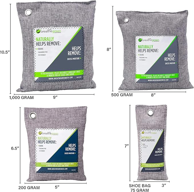 Bamboo Charcoal Bags Odor Absorber (9-Pack) Activated Charcoal Odor Eliminator Bag Natural Freshener Removes Odors and Moisture Odor Eliminator for Home Pets Shoes Closet RV