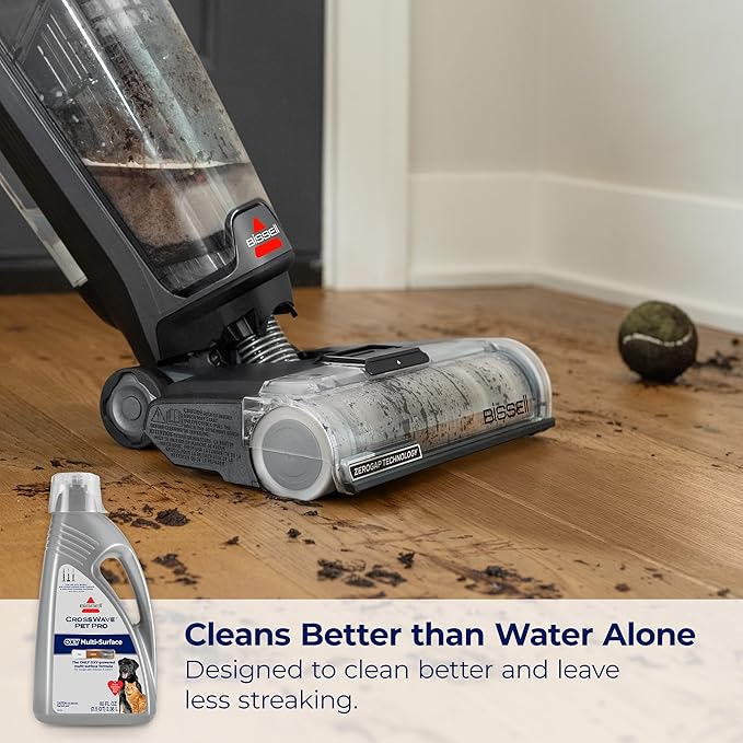 Bissell CrossWave PET PRO OXY Multi-Surface Formula 4019G 80 oz Removes Stuck-On Stains like Dirt Grease and Grime from Sealed Hard Floors and Grout Patented Odor Elimation Technology