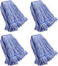 String Mop Heads Replacement Heavy Duty Commercial Grade Blue Cotton Looped End Wet Industrial Cleaning Mop Head Refills (4 Medium)