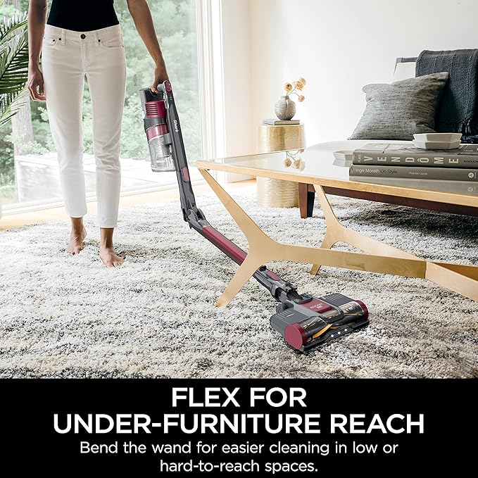 Shark IZ163H Pet Plus Cordless Stick Vacuum with Self-Cleaning Brushroll and HEPA Filter Lightweight Deep Cleaning Vacuum for Carpet and Hard Floors Folds for Easy Storage 40-min Runtime Raspberry