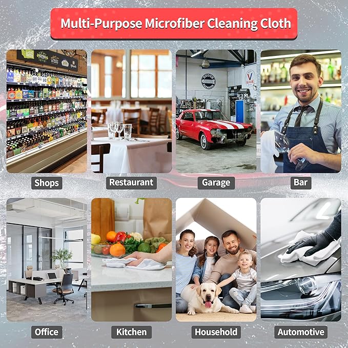HOMERHYME White Microfiber Cleaning Cloths 100 Pack Shop Towels Rags Bulk Absorbent Lint-Free Detailing Cleaning Rags Microfiber Towels for Car Mechanic Automotive Garage Housekeeping 11.5*11.5