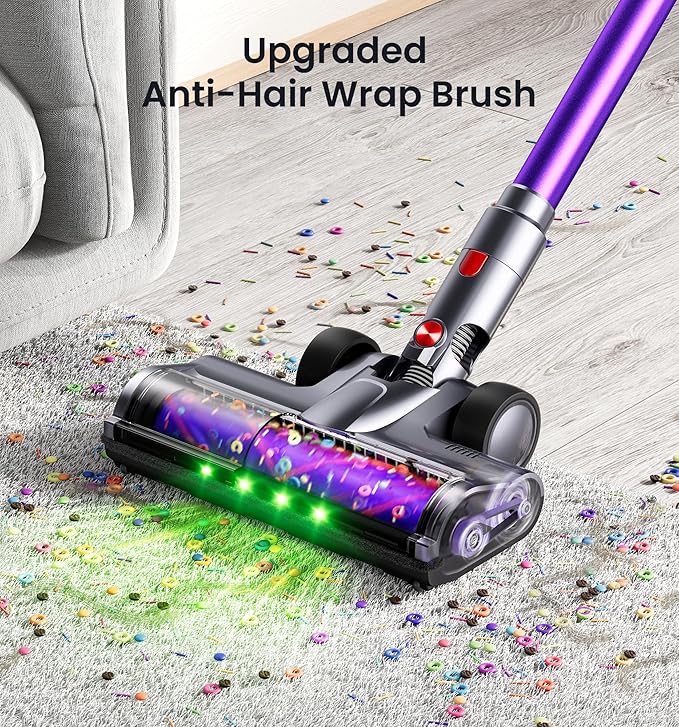 Cordless Vacuum Cleaner650W 55KPA 90Mins Vacuum Cleaners for Home with Self-StandingSmart DisplayV-Shaped Anti-Tangle BrushWall Mount ChargingCordless Stick Vacuum for HomeFloorsCarpetPet Hair