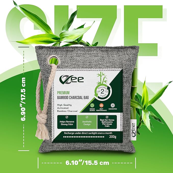 8 Bags x 200g Nature Fresh Activated Charcoal Odor Absorber Bamboo Charcoal Air Purifying Bag Odor Eliminator for Home Car Cigarette Smoke Dog Cat Shoes
