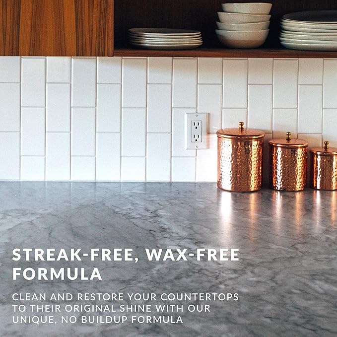 HOPE'S Countertop Restoration Polish Streak-Free Kitchen Counter Cleaner No Buildup on Countertops Quartz Marble Corian Composite and Granite Polish 8 Fl Oz Pack of 12