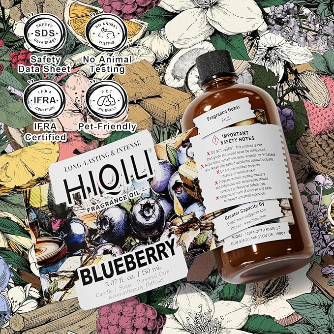 HIQILI Blueberry Fragrance Oil for Candle &amp Soap Making Fruity Scents for Reed Diffuser Oil Refill Add to Lotion Body Wash - 5.07 Fl Oz