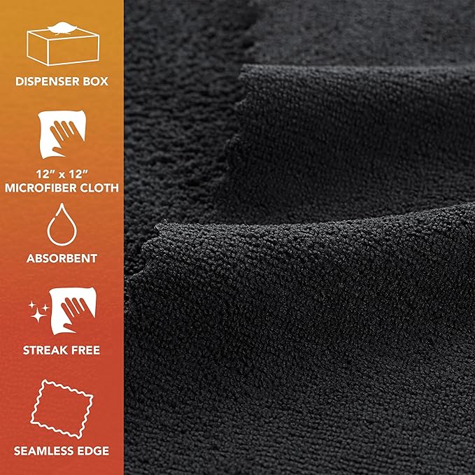 Arkwright Smart Rags Microfiber Cleaning Cloths Pack of 50 in a Box Lint Free 180 GSM Reusable Towels for Auto Office and Household Cleaning 12 x 12 in Black