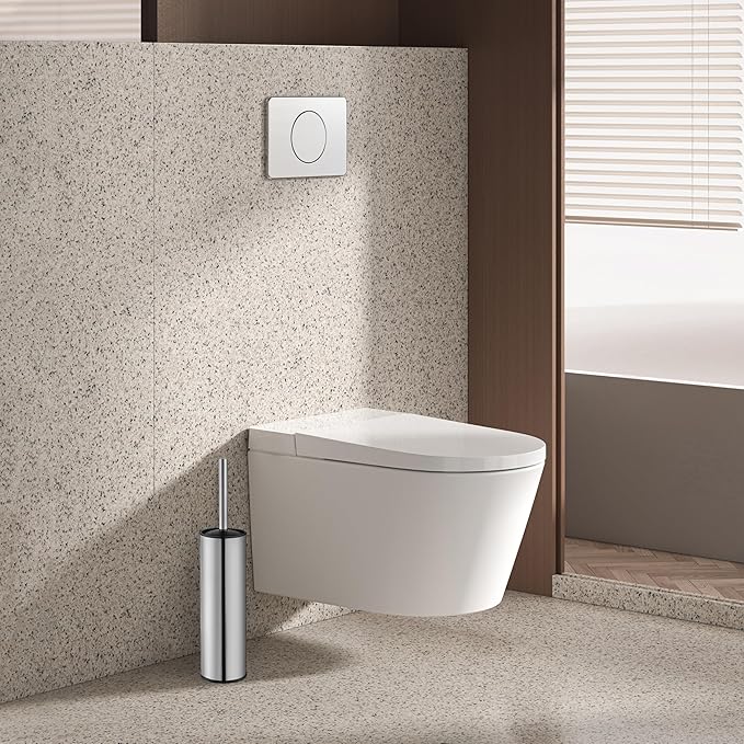 BGL Chrome Toilet Brush and HolderStainless Steel Toilet Brushes for Bathroom with Holder
