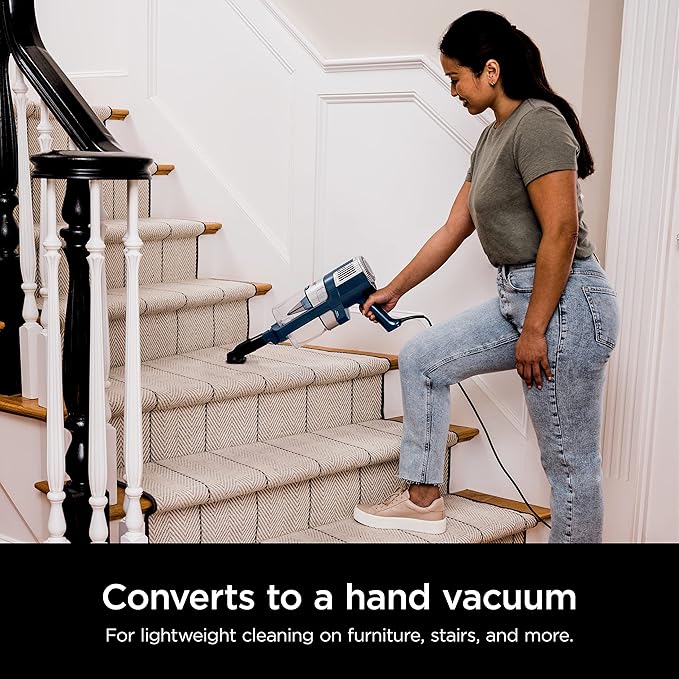 Shark HZ3002 Stratos Ultralight Corded Stick Vacuum with DuoClean PowerFins HairPro Self-Cleaning Brushroll &amp Odor Neutralizer Technology Navy