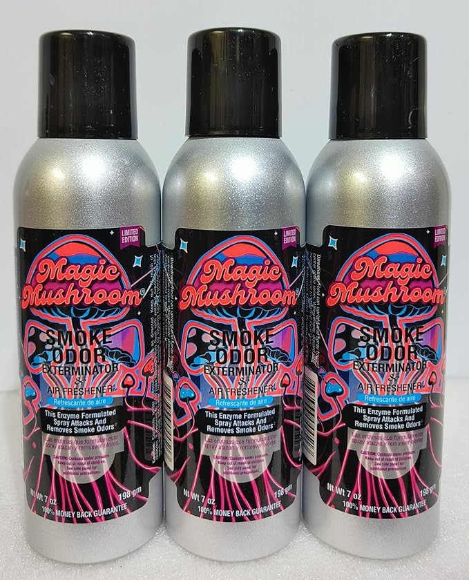 Smoke Odor Exterminator 198 gm/ 7 oz Large Spray Magic Mushroom 7oz Can 3 Pack. Assorted