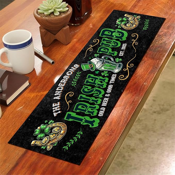 THUYPT Personalized Irish Drying Mat for St Patrick's Day Decor Irish Bar Pub Accessories Spill Mat Countertop Bar Shamrock Dish Drying Mat for Bar Counter Absorbent Coffee Maker (07)