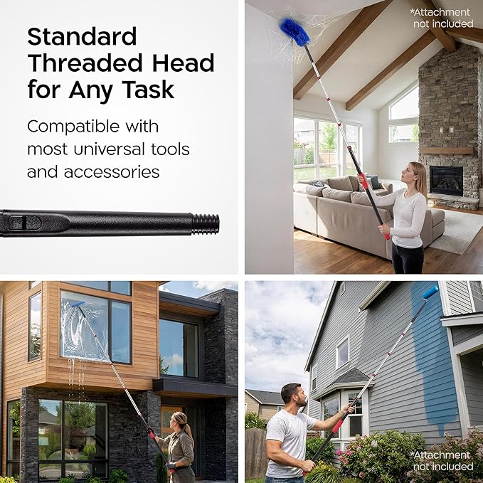 Tyroler Professional Window Squeegee with Extension Pole | 5.3-18.6ft Squeegee for Windows Cleaning | Outdoor Window Cleaner Tool Windows Washing Kit with Extension Pole | Window Cleaning Kit