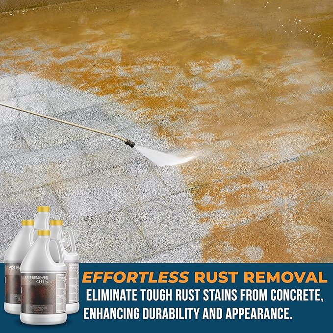 DeckGeneral Rust Remover 4015 All Surface Rust Stain Eliminator Concrete Cleaner Effective Rust Clean Up for Driveways Walkways Swimming Pools Brick Pavements and More (4 Gallon Case)