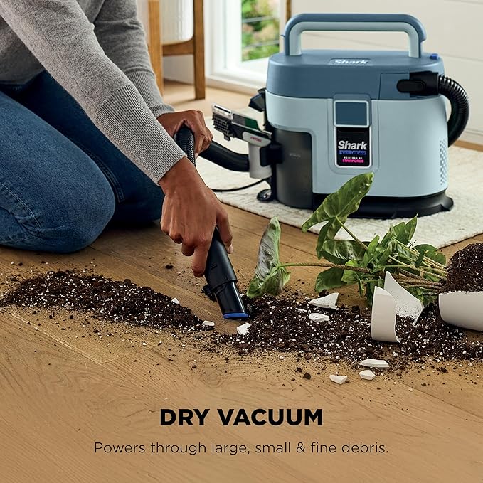 Shark EveryMess Ultra-Powerful 3-in-1 Wet Vac Dry Vac &amp Stain Eliminator with StainForce Technology Perfect for Homes Pets and Cars 3 Accessories and Cleaning Solution Gray VX101