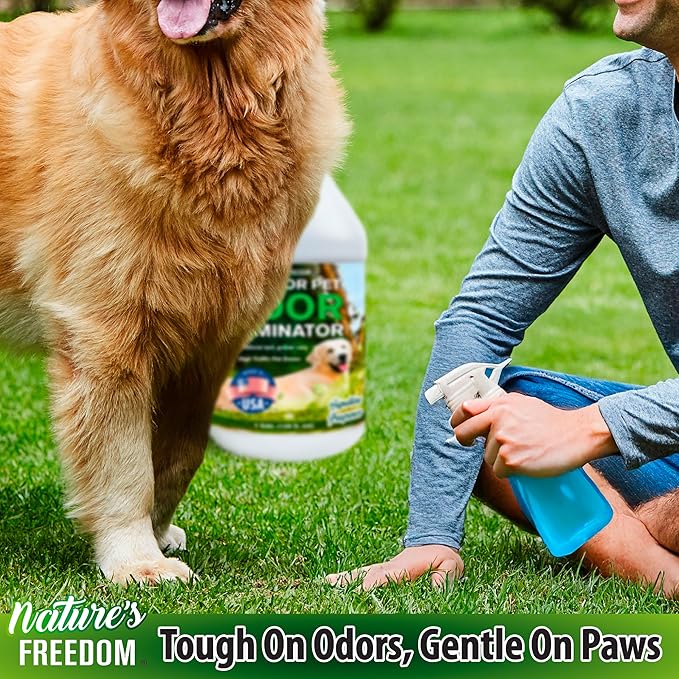 Nature's Freedom Concentrated Enzymes Outdoor Odor Eliminator Turf and Yard Cleaner for Pet Urine Deodorizer for Dog &amp Cat Waste &amp Smells Makes 5 to 64 Gallons Use on Grass Patios Kennel