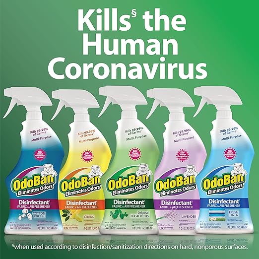 OdoBan Ready-to-Use Disinfectant and Odor Eliminator Set of 12 Spray Bottles 32 Ounces Each Lavender Scent