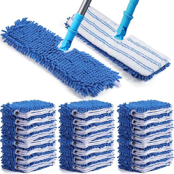 Chengu 24 Pieces Microfiber Flip Mop Refills Replacement Heads Double Sided Cleaning Pads Machine Washable Mop for Dry and Wet Kitchen Home Use