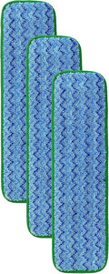 Rubbermaid Commercial Products Mop Head for Microfiber Damp Mop 18-Inch Green Heavy-Duty Single Sided Cleaning Cloth for Hardwood/Tile/Laminated Floors in Kitchen/Lobby/Office (Pack of 3)