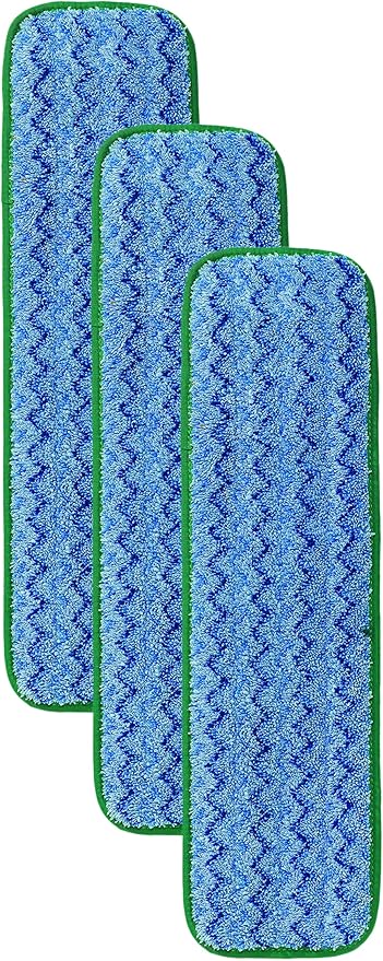 Rubbermaid Commercial Products Mop Head for Microfiber Damp Mop 18-Inch Green Heavy-Duty Single Sided Cleaning Cloth for Hardwood/Tile/Laminated Floors in Kitchen/Lobby/Office (Pack of 3)