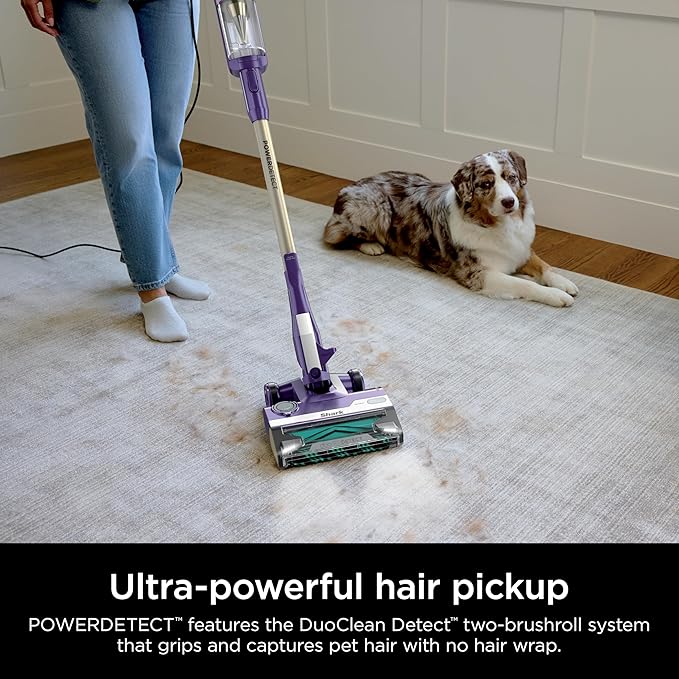 Shark POWERDETECT Ultra-Light Corded Stick Vacuum with DuoClean Technology Self-Cleaning Brushroll for No Hair Wrap Anti-Allergen Complete Seal and Odor Neutralizer Technology HZ4002