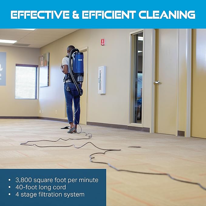 Powr-Flite Pro-Lite Backpack Vacuum Commercial Grade 4-Quart Canister Vacuum Cleaner Portable Vacuum with Tool Kit BP4S