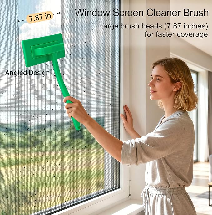 MyLifeUNIT 2 Packs Mesh Screen Cleaner Detachable Window Screen Cleaning Brush Window Screen Cleaners Tool with Wet and Dry Dual-Use