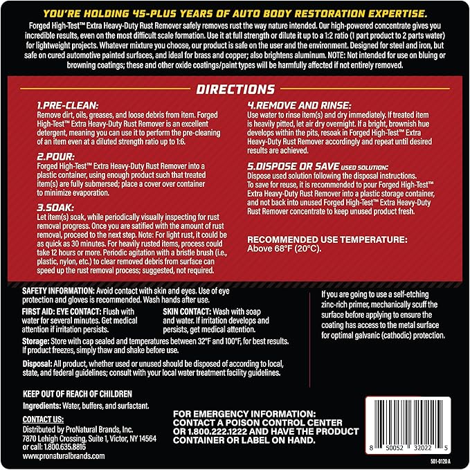 FORGED HIGH-TEST™ Extra Heavy-Duty Rust Remover 8.96 pounds (Pack of 1) | 128 oz. | Auto Parts Hardware Restoration &amp More!