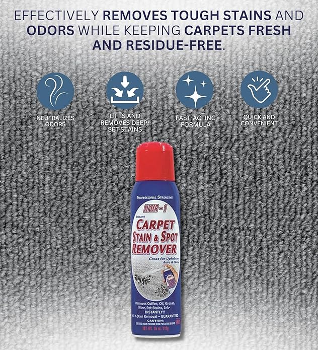 Lifter-1 Carpet Stain &amp Spot Remover Spray 18 oz Bundle with Microfiber Cloth - Effortless Carpet Stain Remover - Quick and Easy Carpet Cleaner Spray for Tough Stains - (3 Items)