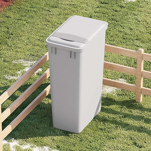 Dowell 50Qt Waste Trash Container 13Gal Plastic Stackable for Kitchen/Bathroom/Office Fits Under Sink/Desk (Grey 4000 50 04-2 Pack)
