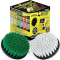 Household Cleaners - Drill Brush Soft White and Medium Green Combo Kit - Cleaning Supplies - Glass Cleaner - Scrub Brush - Leather Shower Doors Carpet Fabric and Vinyl Seats - Kitchen Sink