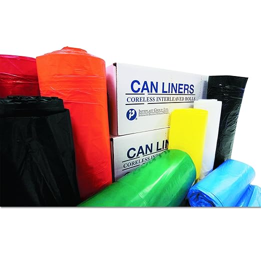 Inteplast Group VALH3660N16 55 Gallon Capacity 58 Length x 36 Width x 14 Mic Thickness Natural Color HDPE Commercial Coreless Valu-Plus Institutional Trash Can Liner (Case of 8 Roll 25 Bags per