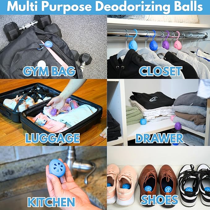 Air Jungles 3-in-1 Fresh Linen Odor Eliminator Balls 6 Count + 3-in-1 Leather Cleaner Wipes 70 Count Essential Oil Deodorizing Balls and Extra-Large Cleaning Wipes for Shoes Car Interior Furniture