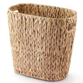 4 Gallons Wicker Waste Basket for Bathroom - Water Hyacinth Wicker Trash Can – Kitchen Bathroom Garbage Can Oval Magazine Basket - Desk Trash Can Office Garbage Can with Open Top Handles
