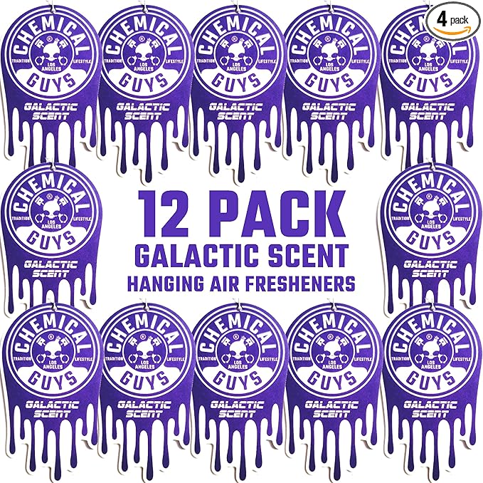 Chemical Guys Hanging Air Freshener Galactic Scent 12 Pack Great for Cars Trucks SUVs RVs Home Garage Workspace Dorm Room &amp More (4 x 3 Packs) - AIR42304